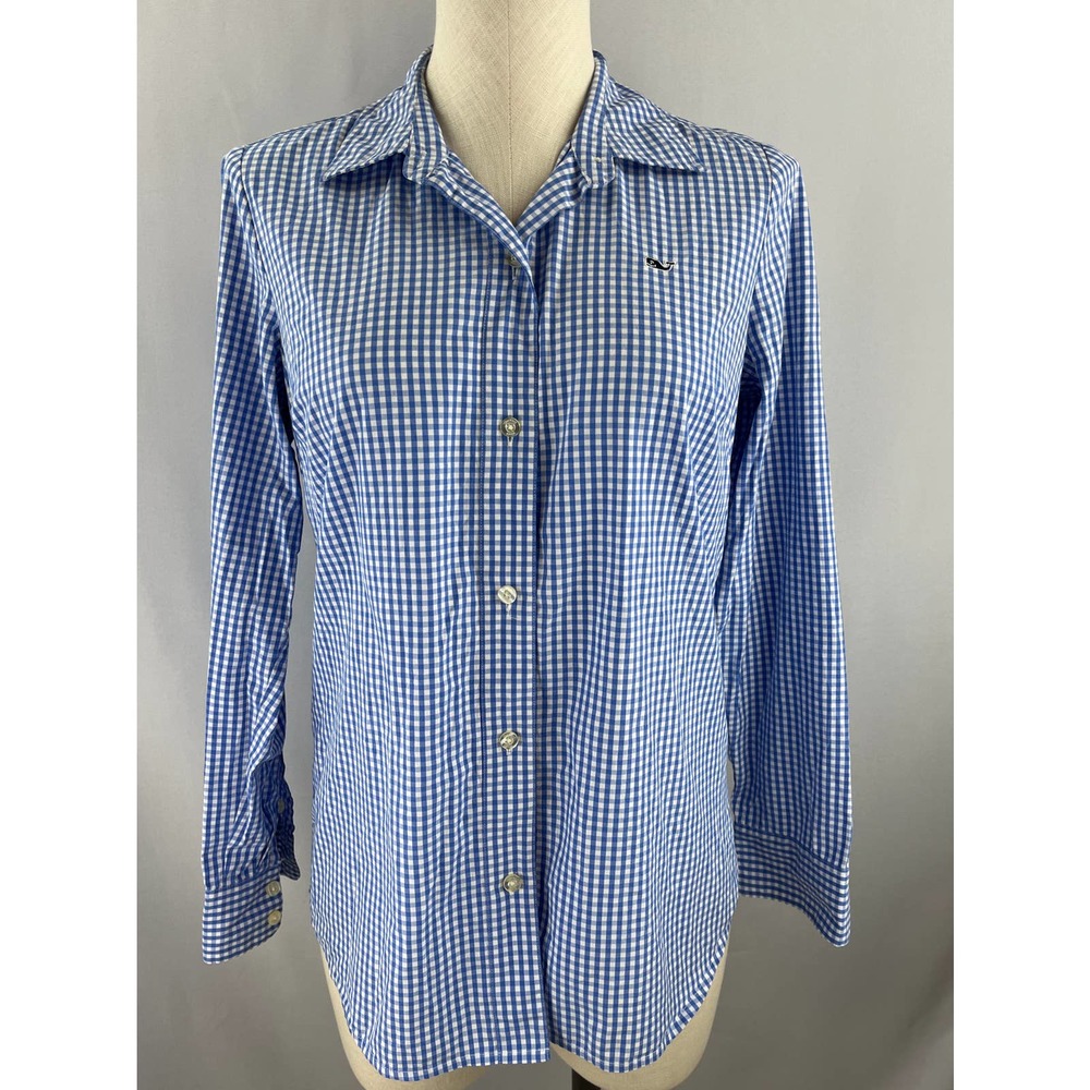 Vineyard Vines Blue Gingham Button-Down Blouse - image 2